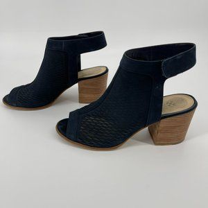 Vince Camuto Navy Perforated Peep Toe Bootie